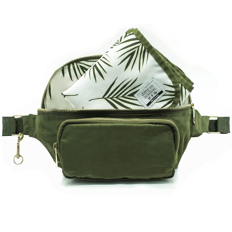 Ditty Co Store . - Lanikai Small Diaper Bag - Portable Changing Pad - Crossbody Bags For Women - Fanny Pack - Baby Travel Essentials (Olive Green) - Image 1